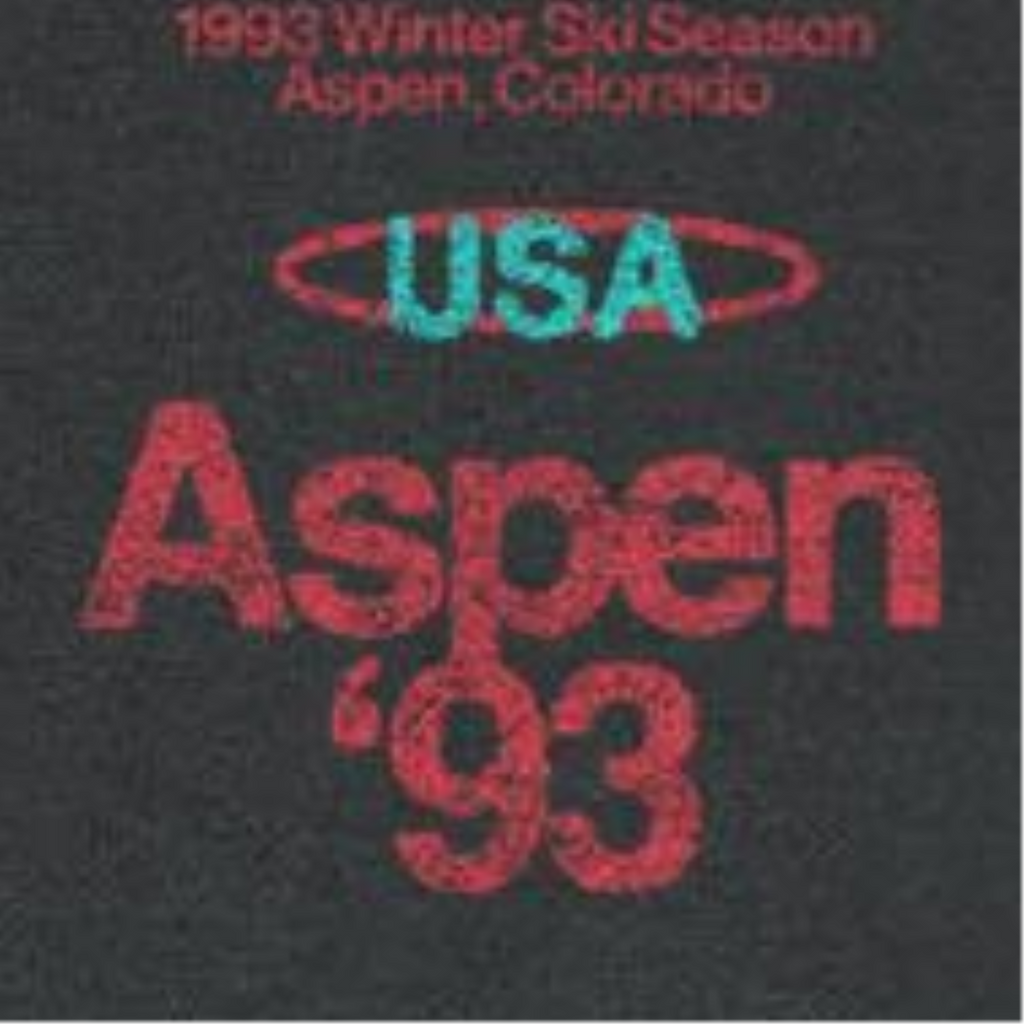 Ski Aspen '93 Front and Back Print Black T-Shirt