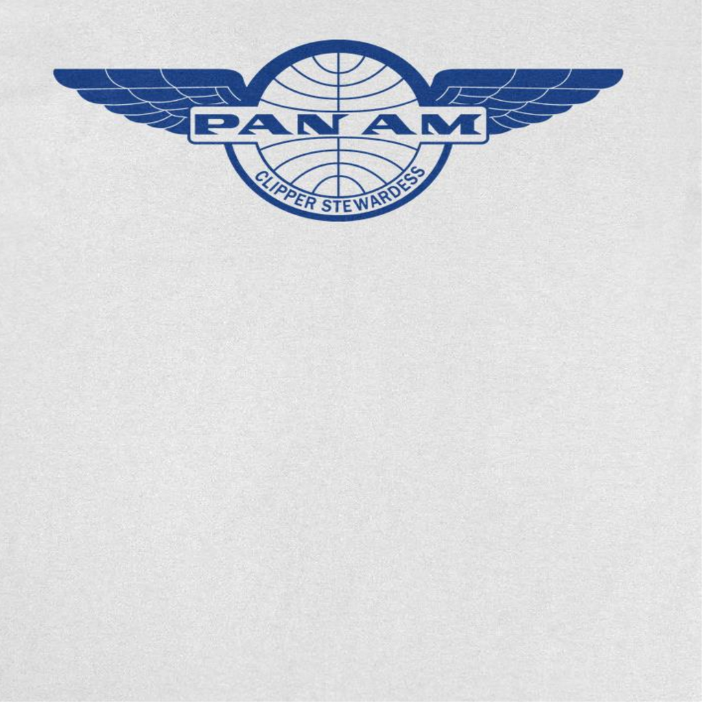 Pan Am Clipper Stewardess Blue Print White T-Shirt