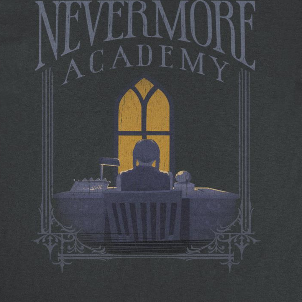 Wednesday Nevermore Desk Frame Black T-Shirt