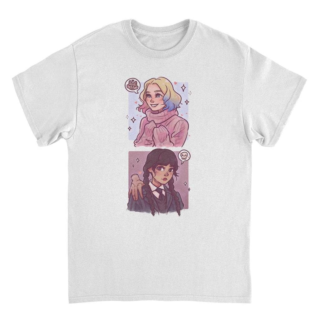 Wednesday Ghouls Stacked White T-Shirt