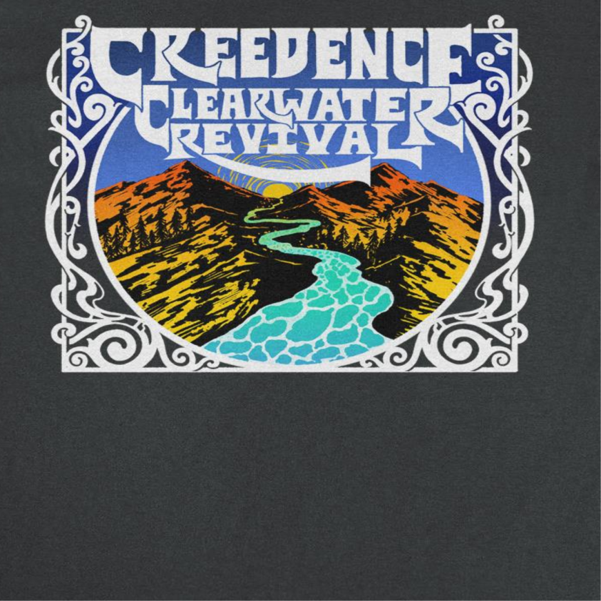 Creedence Clearwater Revival Retro Mountains Black T-Shirt