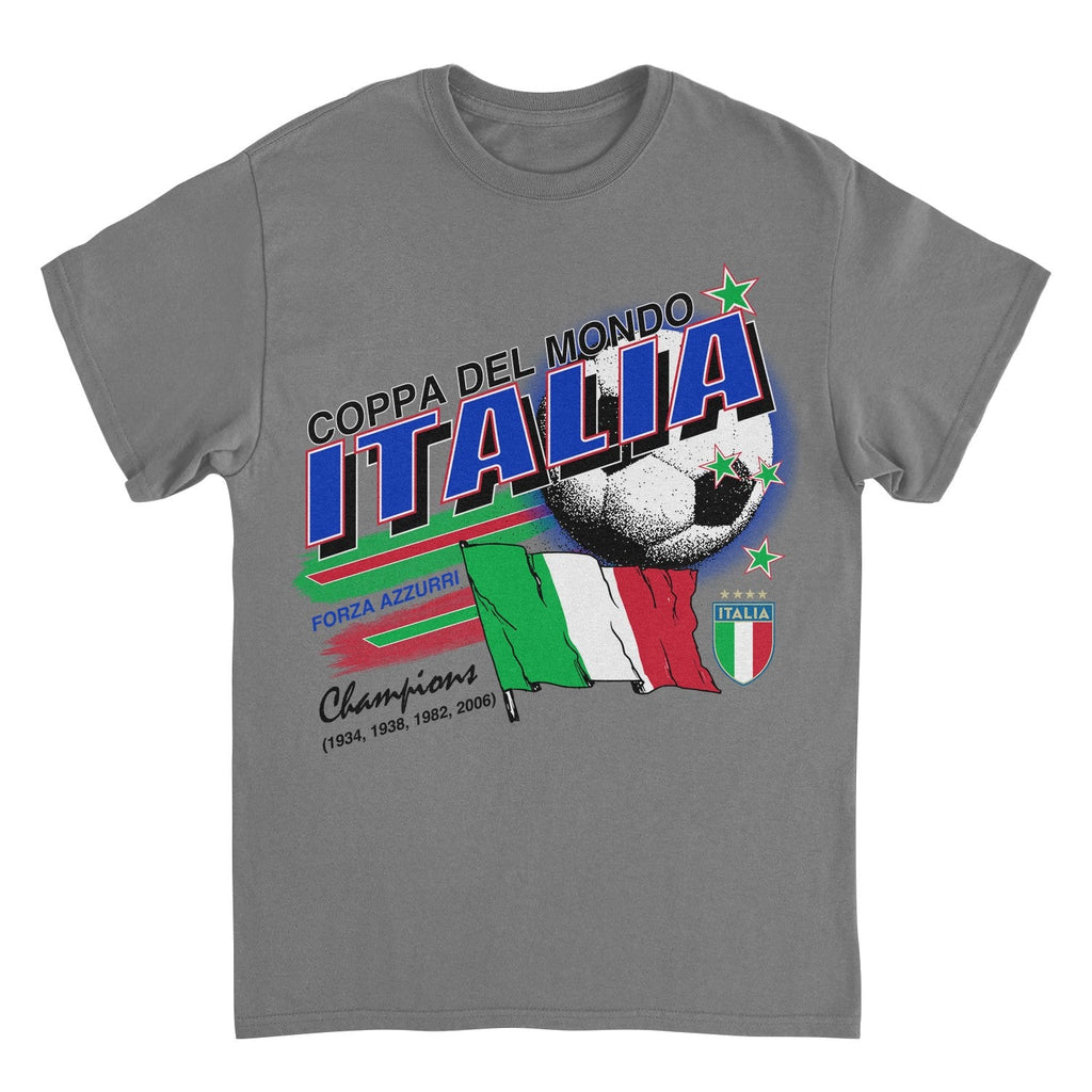 Toffs Retro Soccer Futbol Copa Del Mundo Italia Charcoal T-Shirt