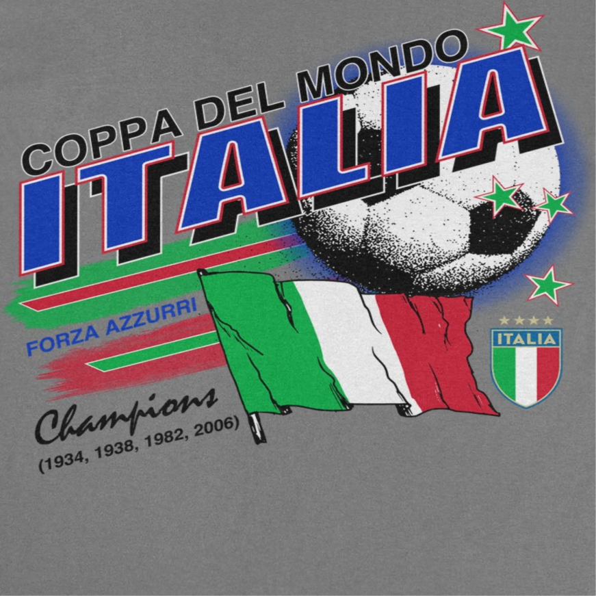 Toffs Retro Soccer Futbol Copa Del Mundo Italia Charcoal T-Shirt
