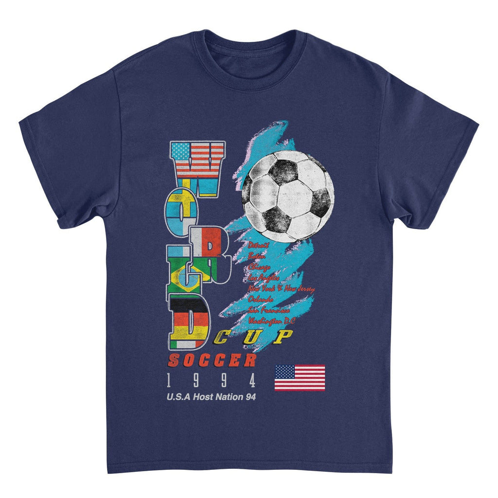 Toffs Retro Soccer Futbol World Soccer Cup Navy T-Shirt