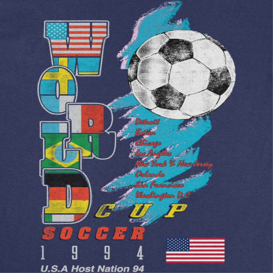 Toffs Retro Soccer Futbol World Soccer Cup Navy T-Shirt