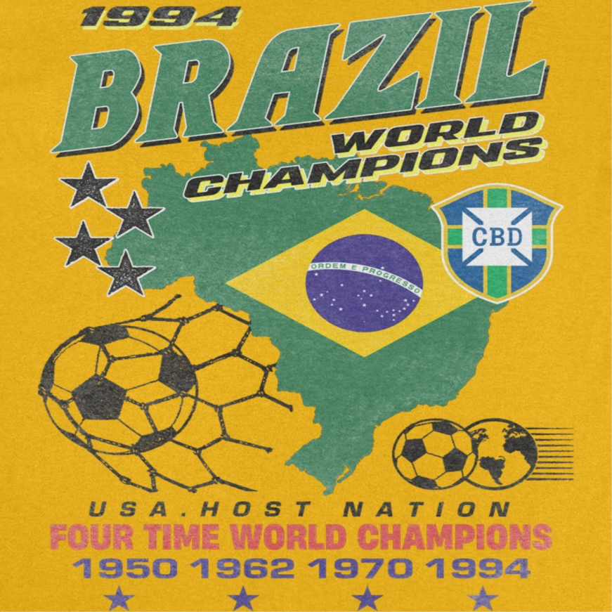 Toffs Retro Soccer Futbol Brazil World Gold T-Shirt
