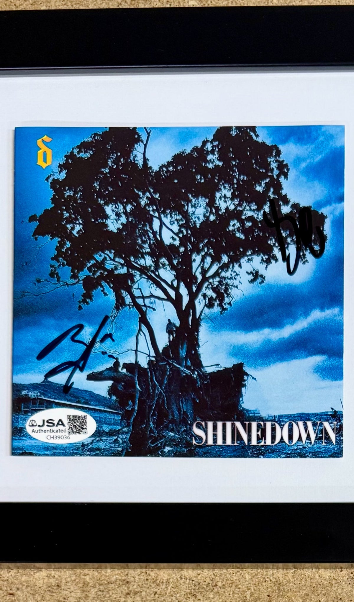Shinedown (Brent Smith & Barry Kerch) Signed Leave A Whisper Framed CD JSA COA