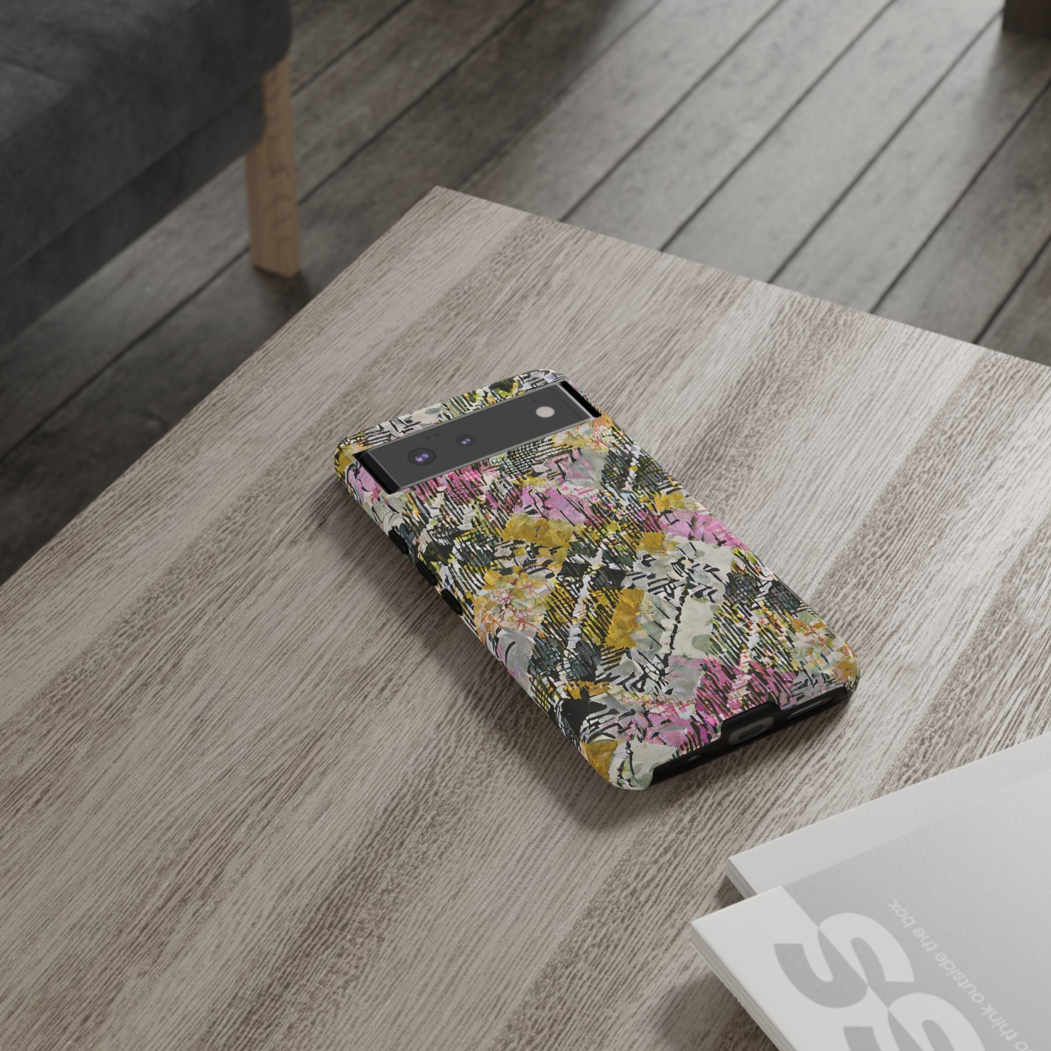 Purple Plaid Floral Artistic Tough Phone Case