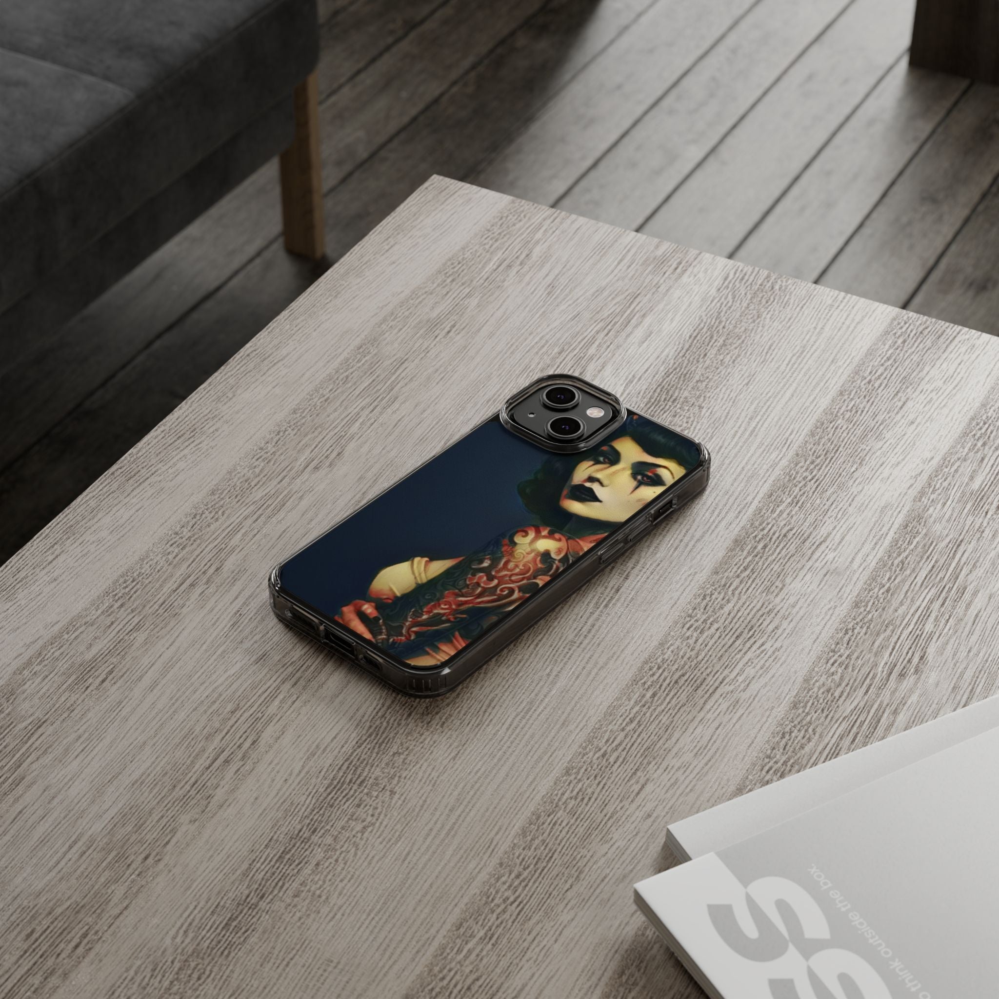 Gothic Devilish Tattooed Beauty Clear Phone Case