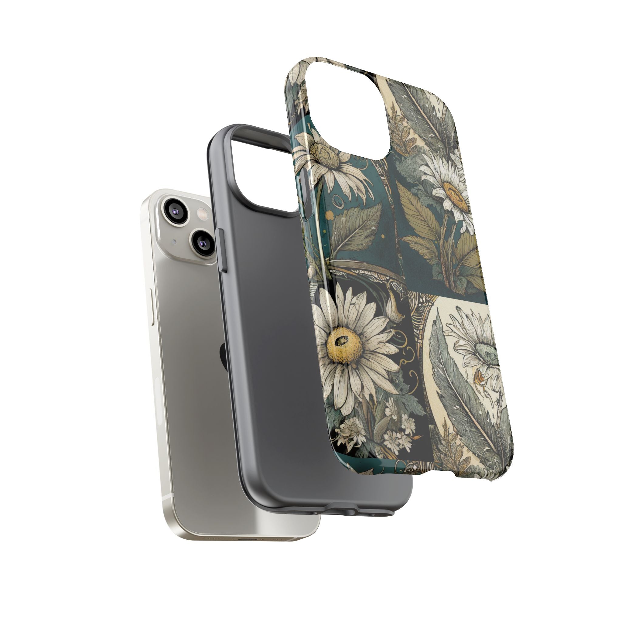Abstract Teal Daisy Tough Phone Case
