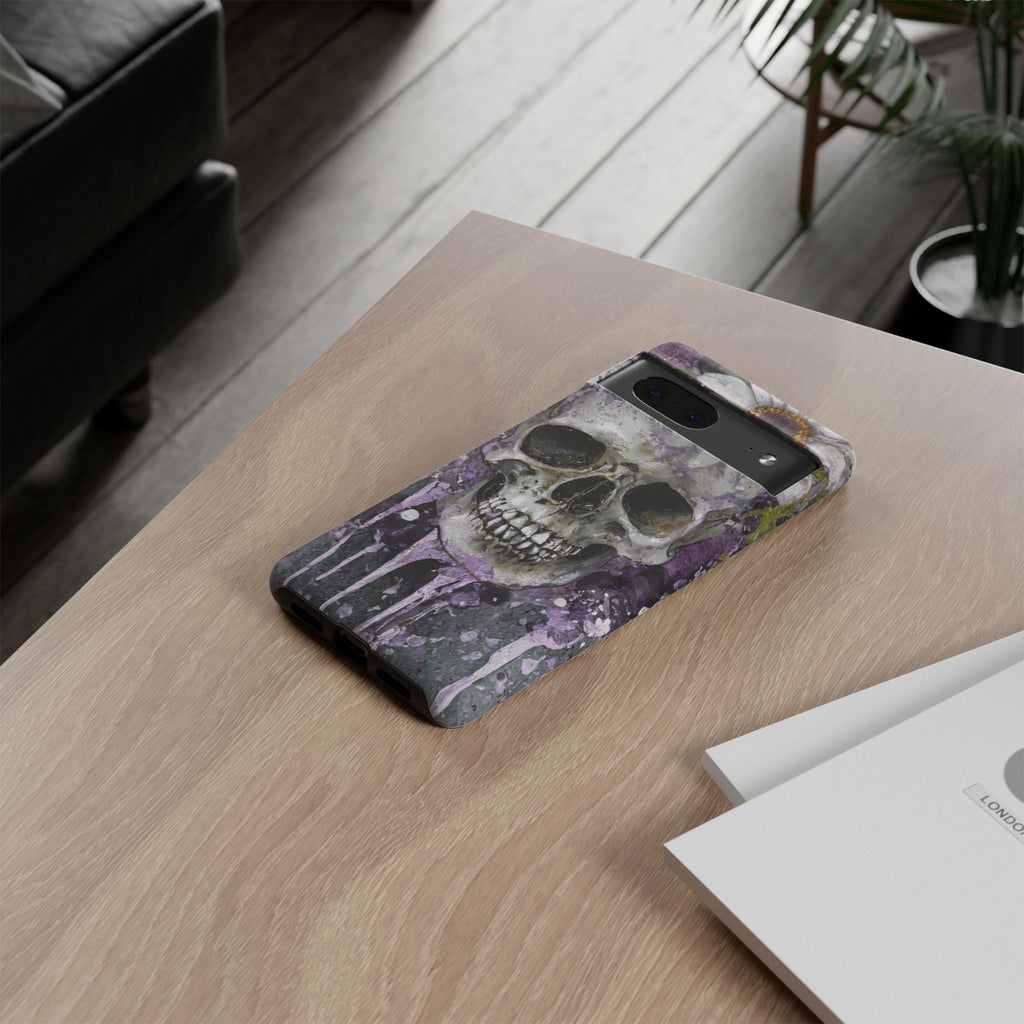 Plum Skull and Daisy Tough Phone Case