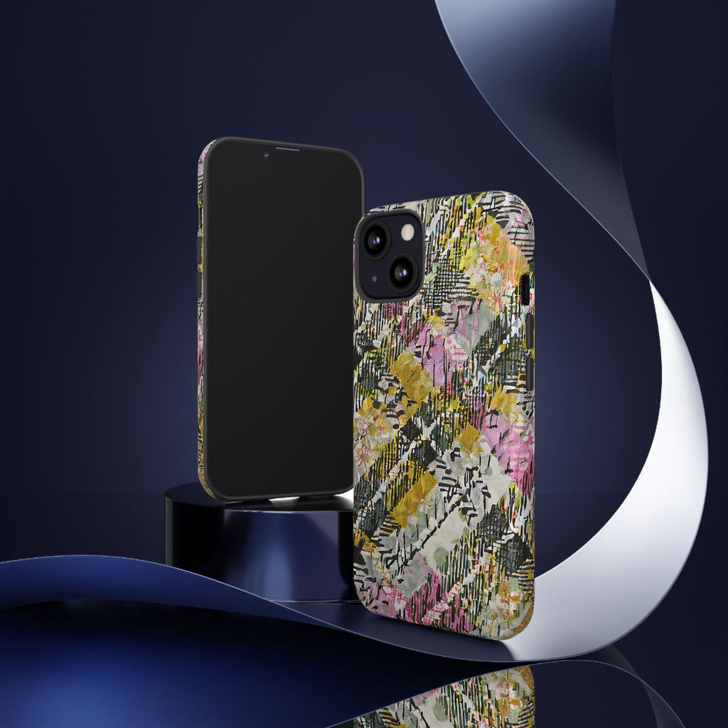 Purple Plaid Floral Artistic Tough Phone Case