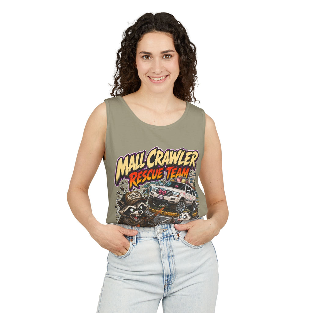 Mall Crawler Rescue Team Tank Top – Funny Raccoon Off-Road Graphic Tank