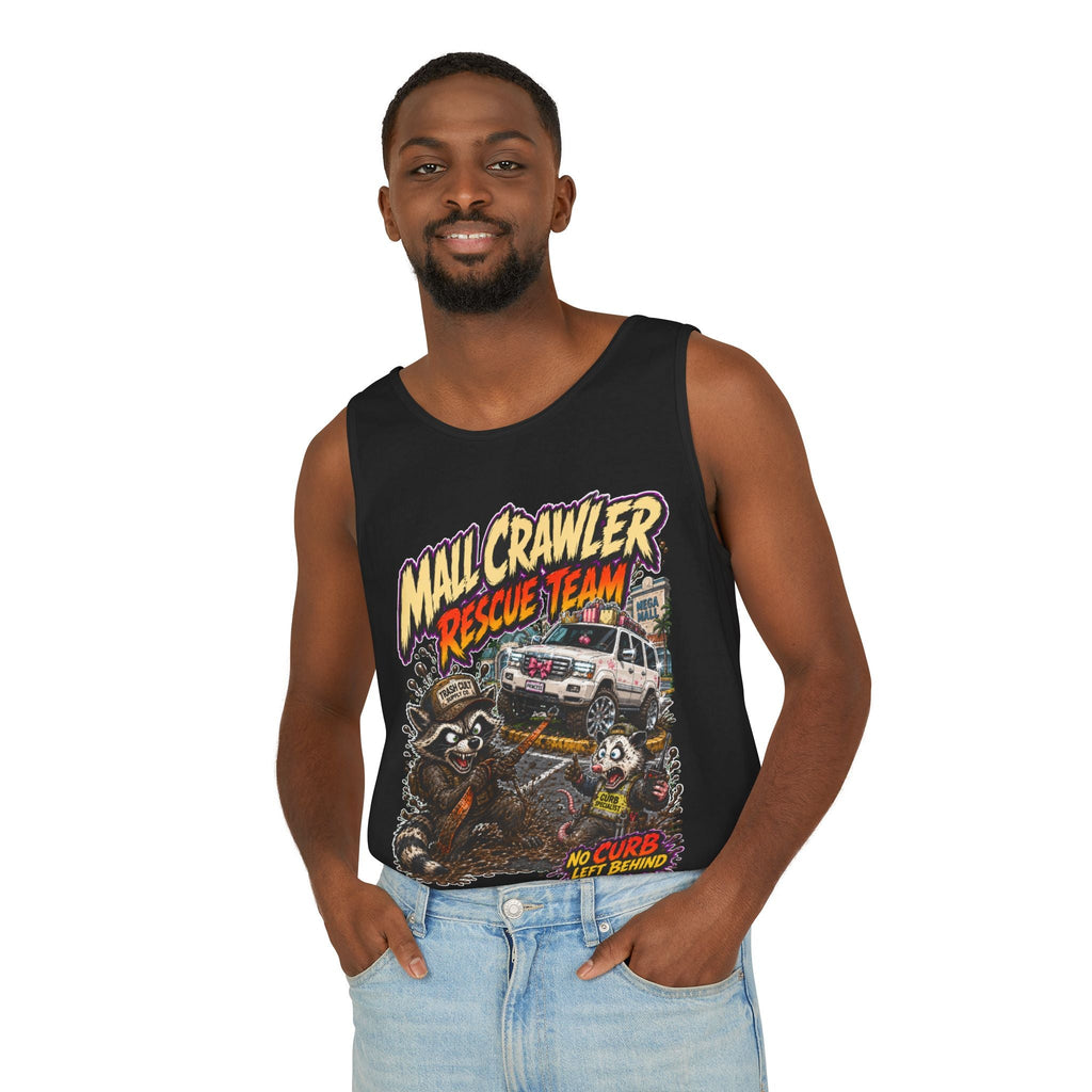Mall Crawler Rescue Team Tank Top – Funny Raccoon Off-Road Graphic Tank