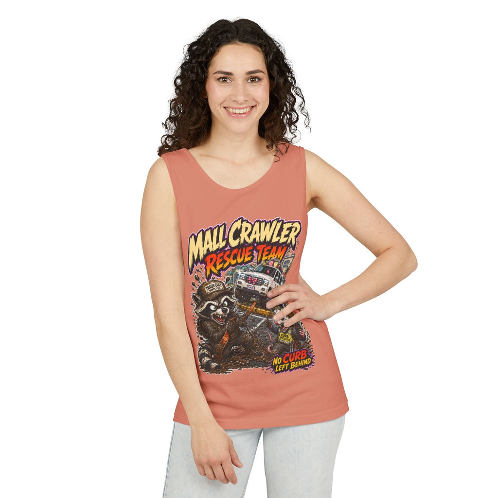 Mall Crawler Rescue Team Tank Top – Funny Raccoon Off-Road Graphic Tank