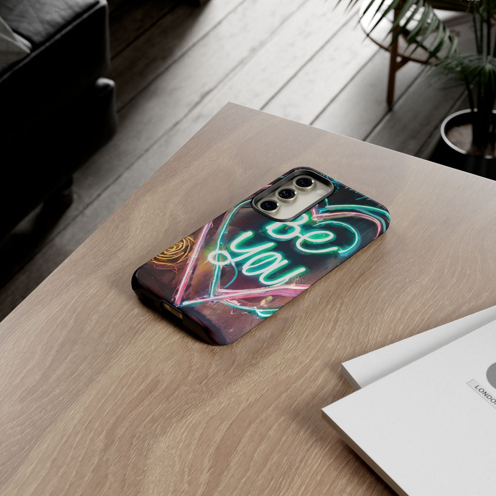 Be You Colorful Neon Heart Tough Phone Case