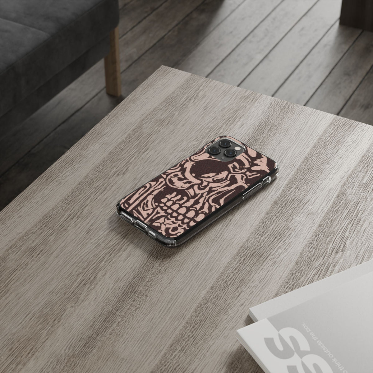 Gothic Abstract Skull Clear Phone Case