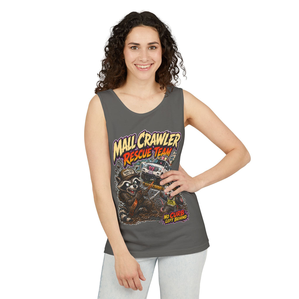Mall Crawler Rescue Team Tank Top – Funny Raccoon Off-Road Graphic Tank