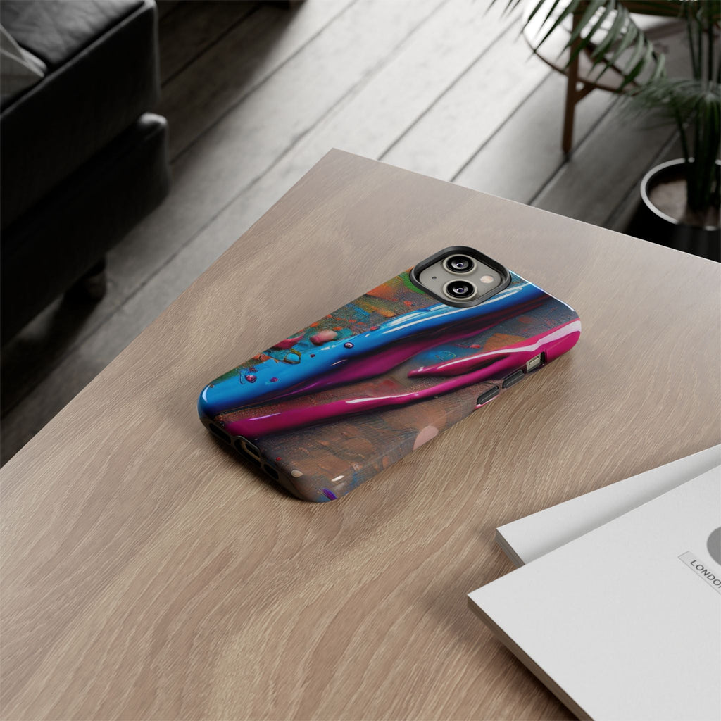 Colorful Artistic Paint Splatter Tough Phone Case