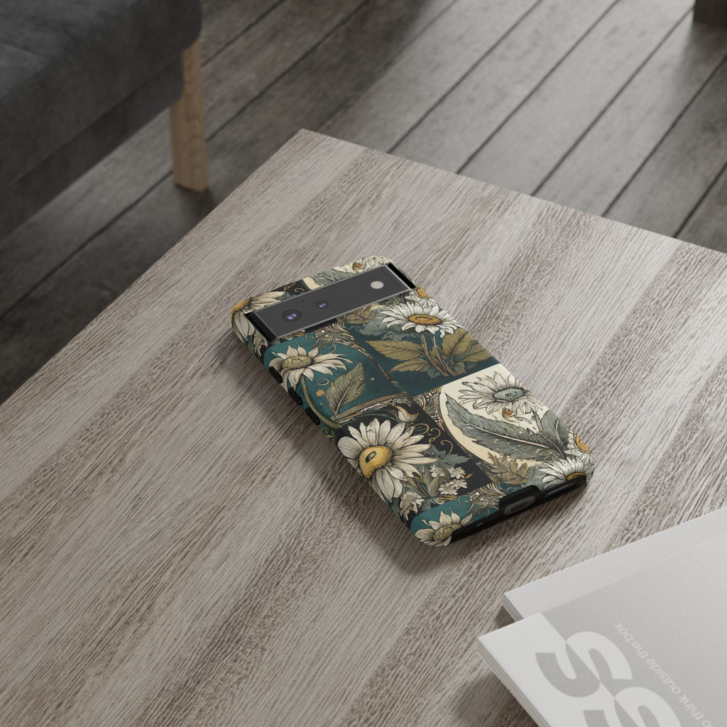 Abstract Teal Daisy Tough Phone Case