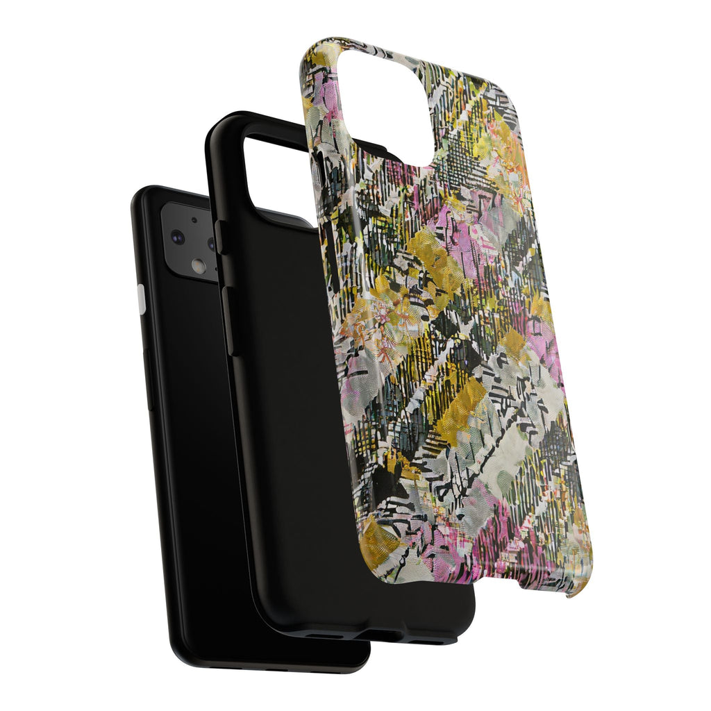 Purple Plaid Floral Artistic Tough Phone Case