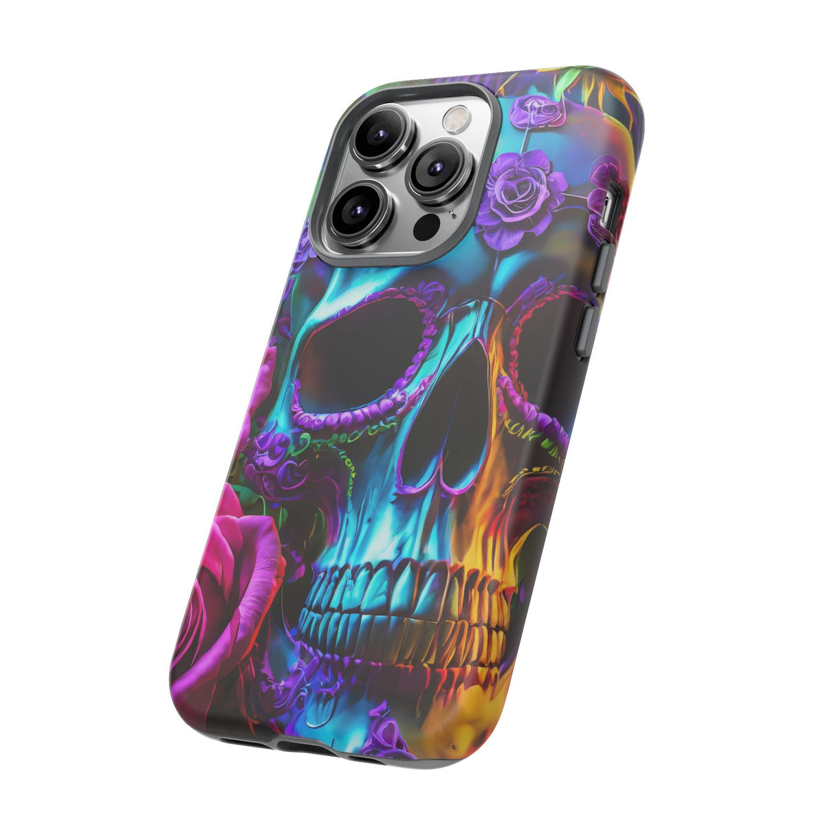 Neon Skull and Roses Vibrant Tough Phone Case