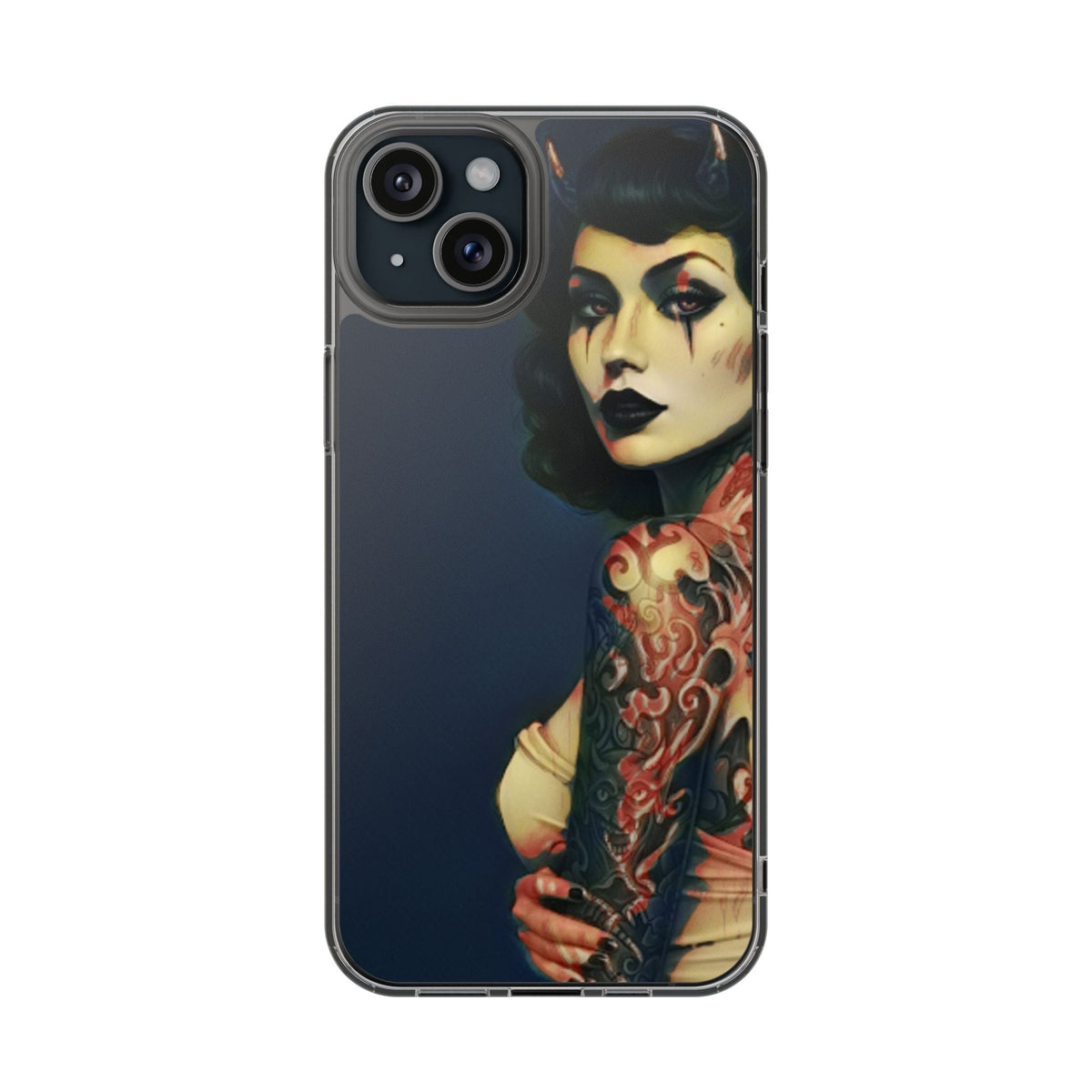 Gothic Devilish Tattooed Beauty Clear Phone Case