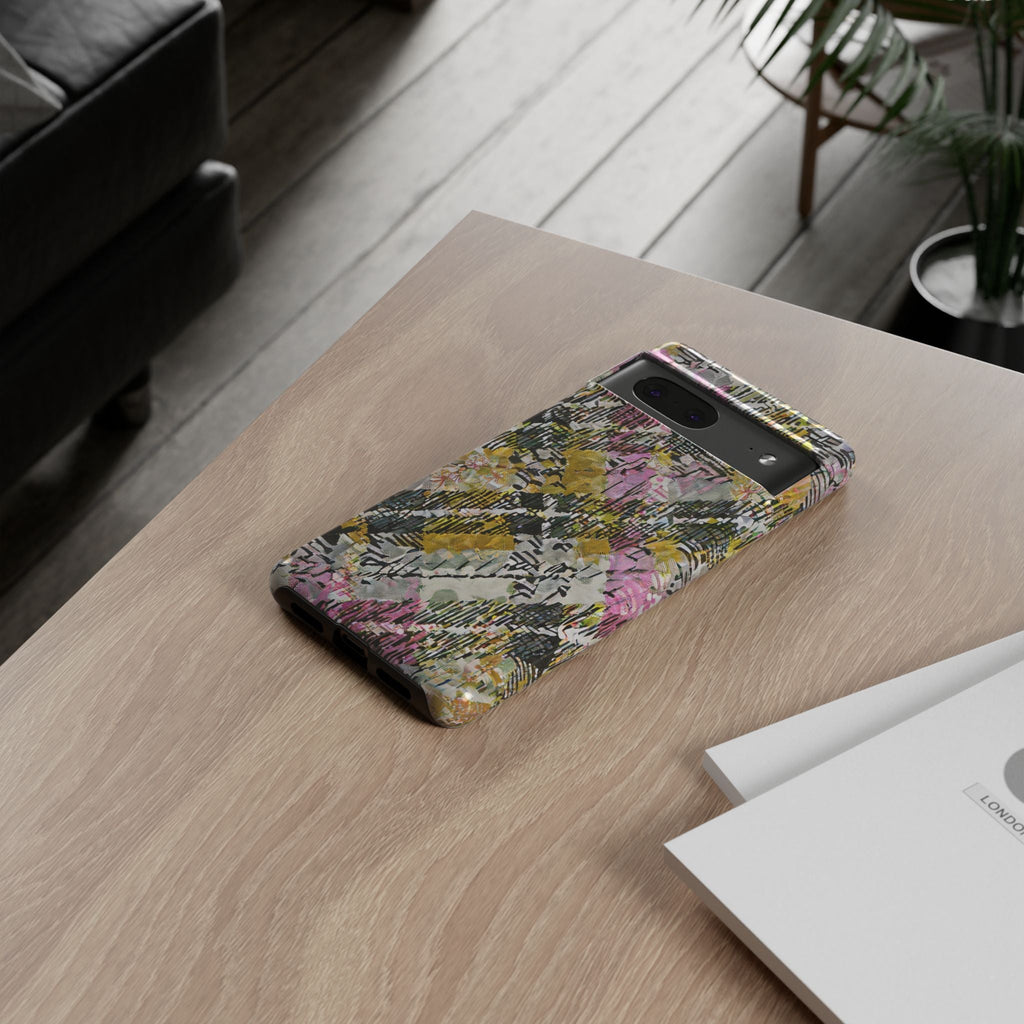 Purple Plaid Floral Artistic Tough Phone Case