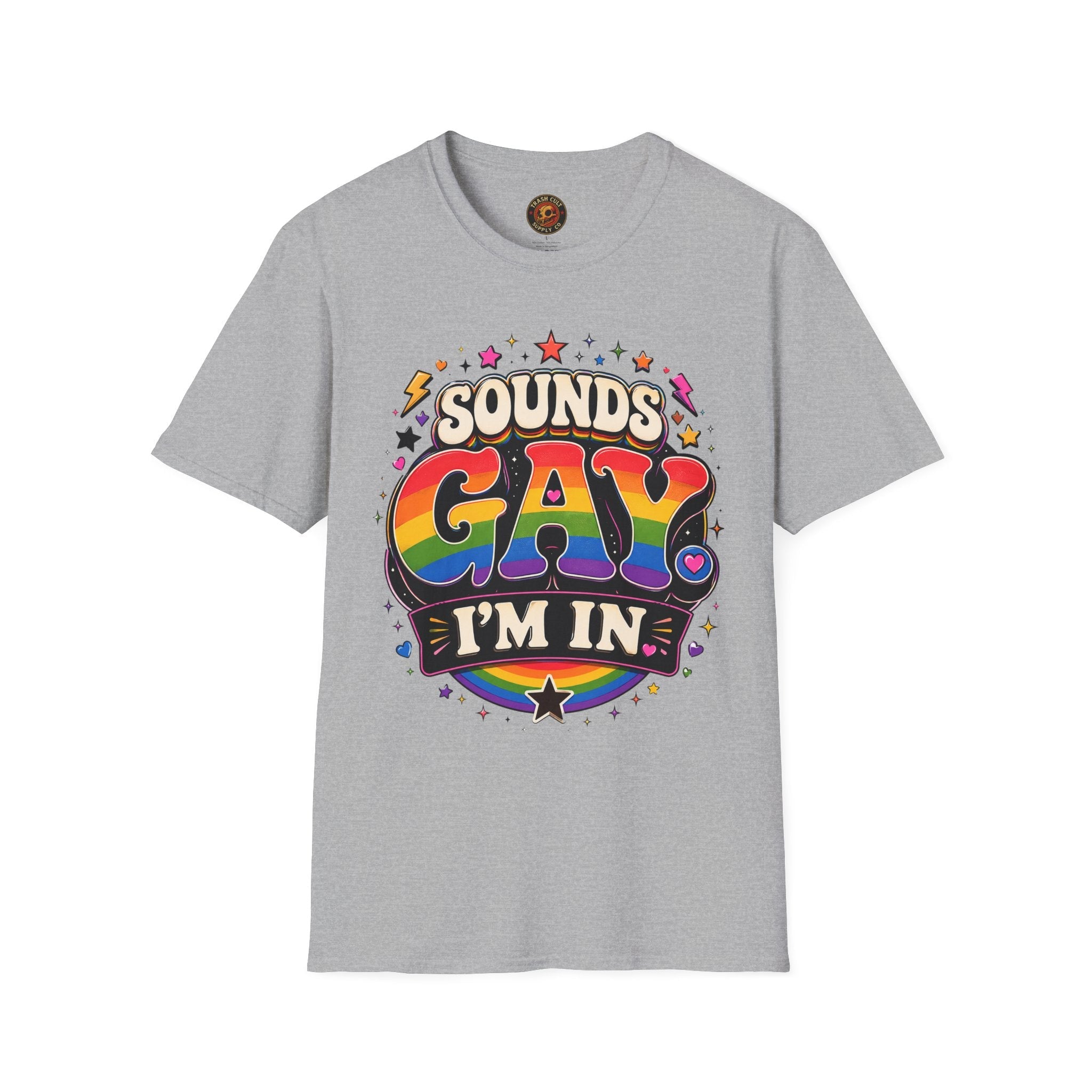 Sounds Gay T‑Shirt — Rainbow Retro "Sounds Gay I'm In" Pride Tee