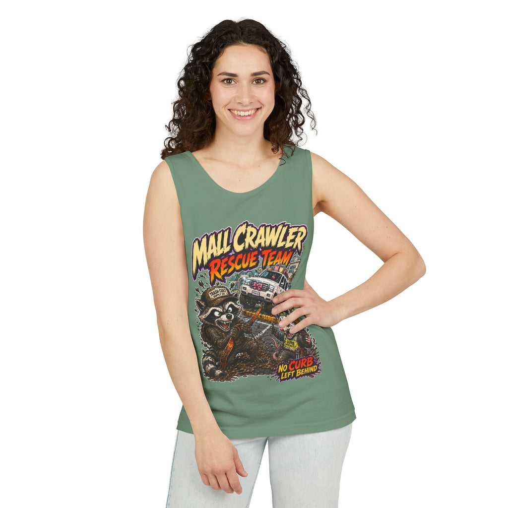 Mall Crawler Rescue Team Tank Top – Funny Raccoon Off-Road Graphic Tank
