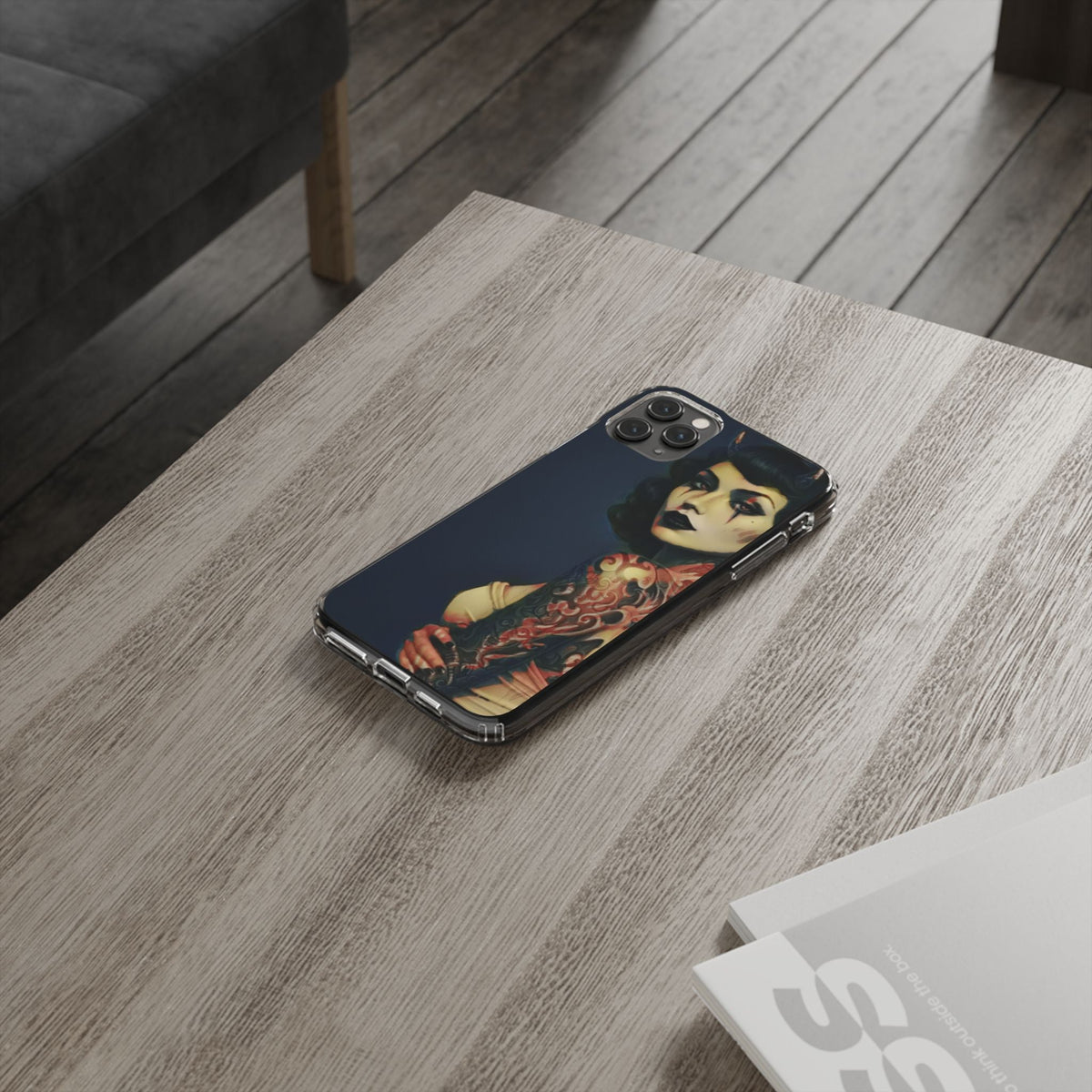 Gothic Devilish Tattooed Beauty Clear Phone Case