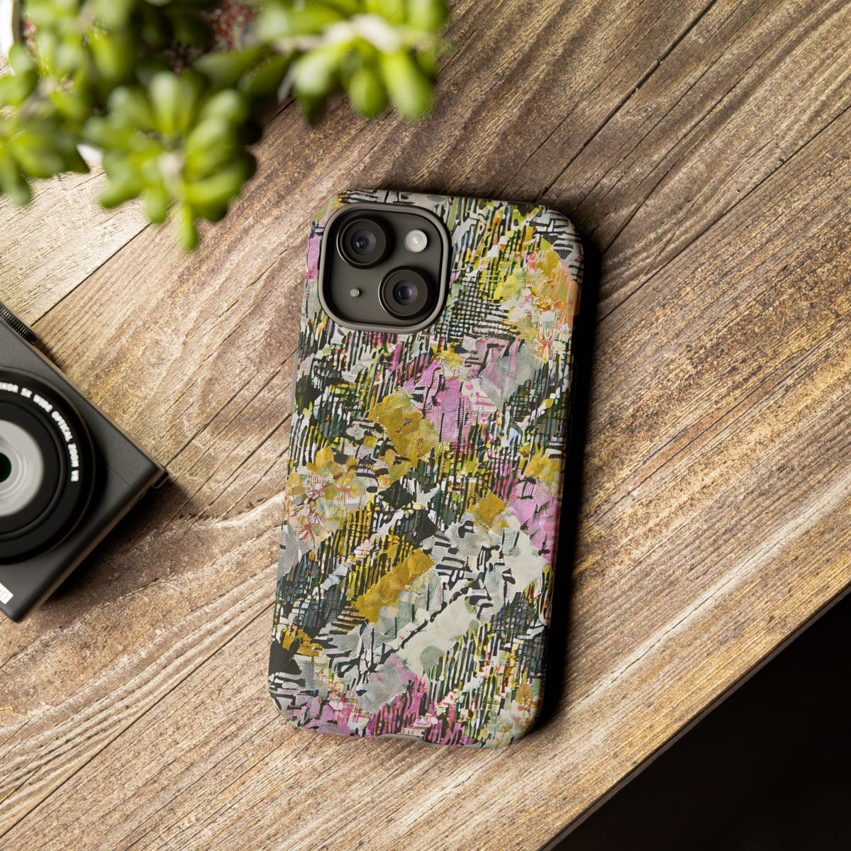Purple Plaid Floral Artistic Tough Phone Case