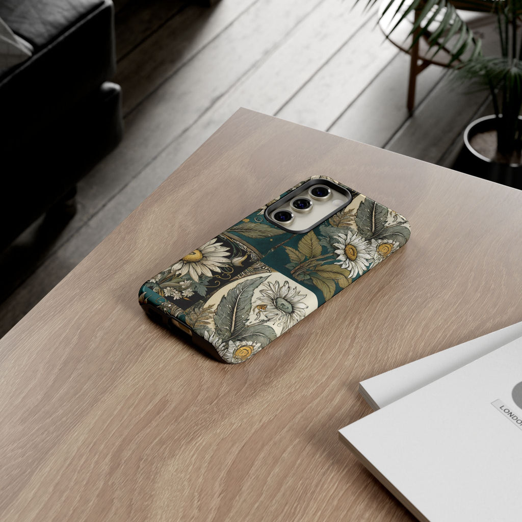 Abstract Teal Daisy Tough Phone Case