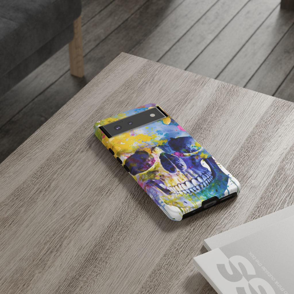 Vibrant Blue Floral Skull Tough Phone Case