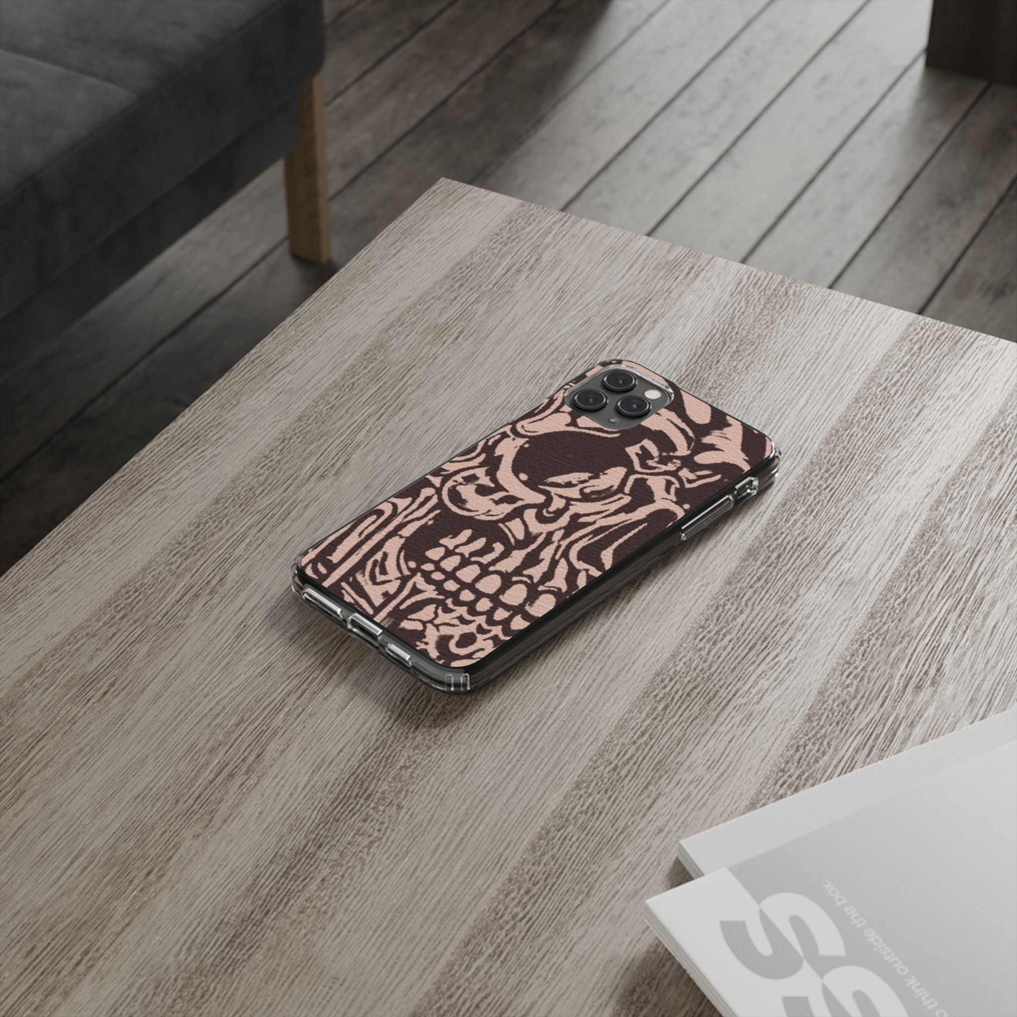 Gothic Abstract Skull Clear Phone Case