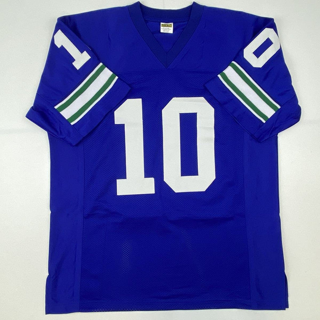 Autographed/Signed Jim Zorn Seattle Blue Football Jersey JSA COA