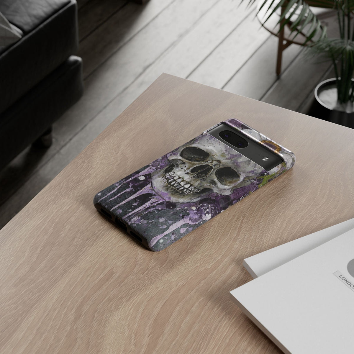 Plum Skull and Daisy Tough Phone Case