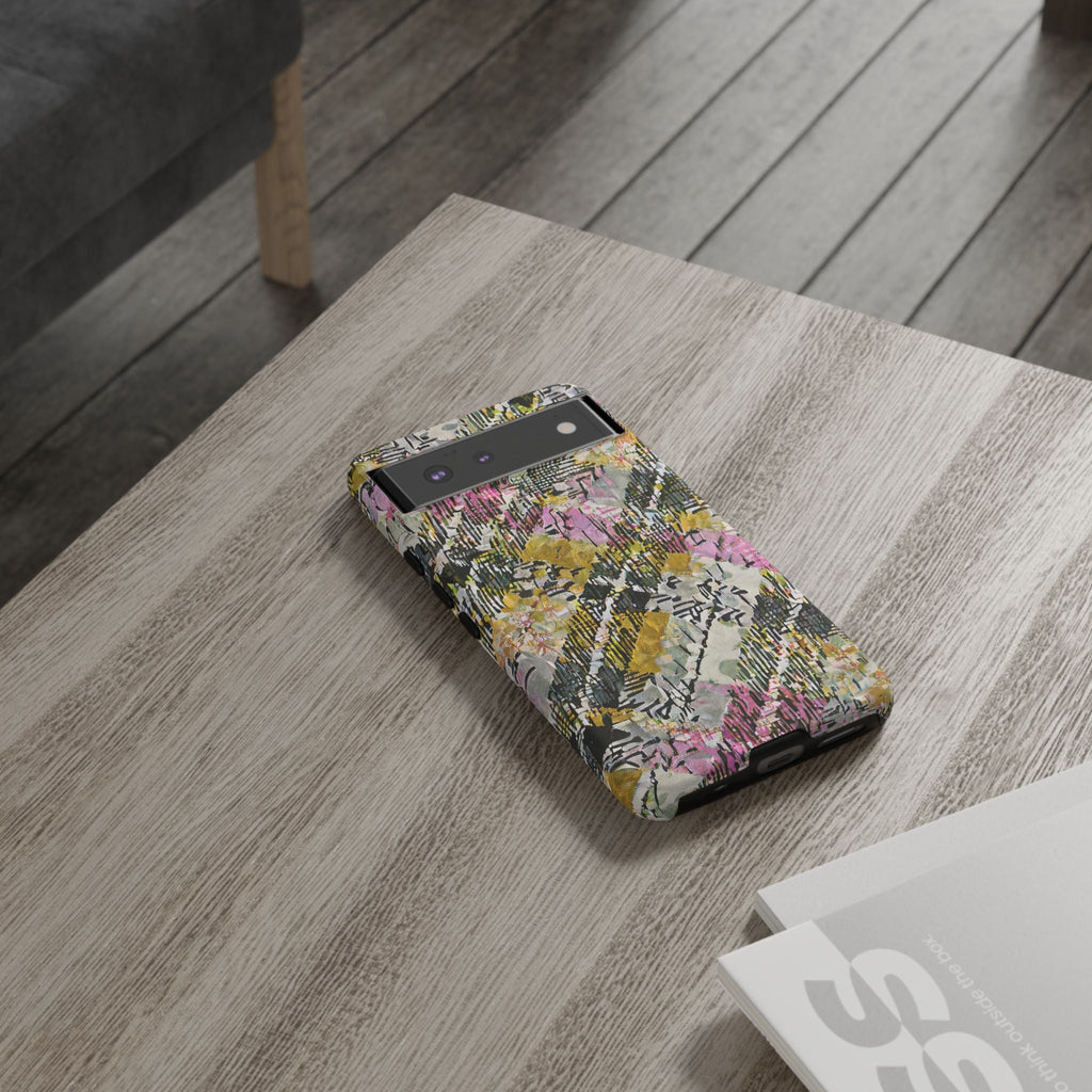 Purple Plaid Floral Artistic Tough Phone Case