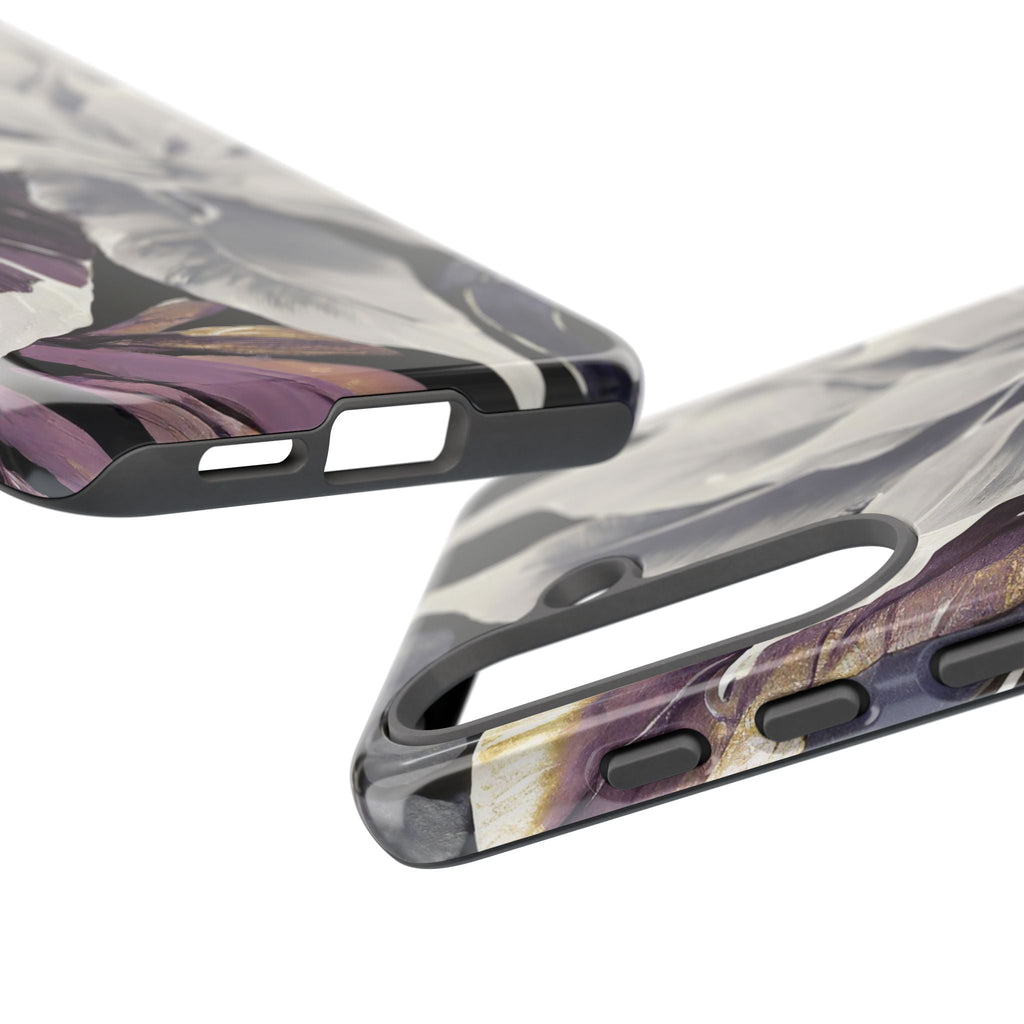 White & Plum Floral Tough Phone Case