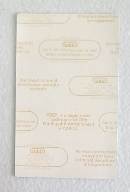 Neil Young Neil Tour 2001 Backstage Pass
