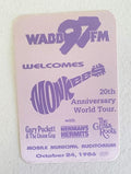 The Monkees 20th Anniversary Radio Promo World Tour 1986 Backstage Pass