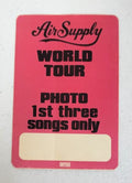Air Supply 1st Three Songs Only World Tour Backstage Pass