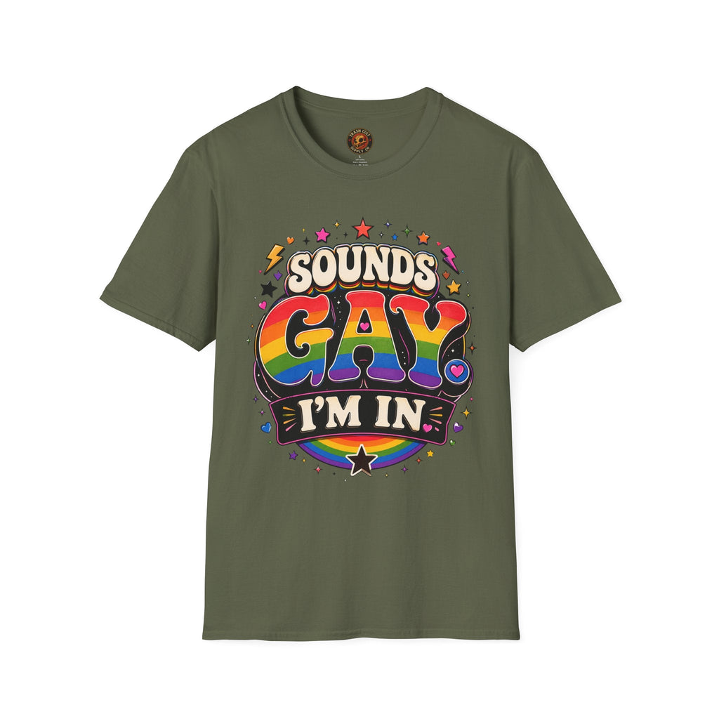 Sounds Gay T‑Shirt — Rainbow Retro "Sounds Gay I'm In" Pride Tee