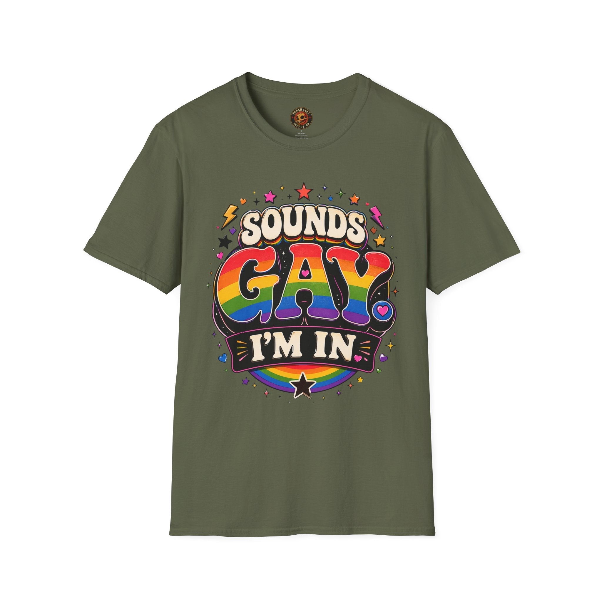 Sounds Gay T‑Shirt — Rainbow Retro "Sounds Gay I'm In" Pride Tee