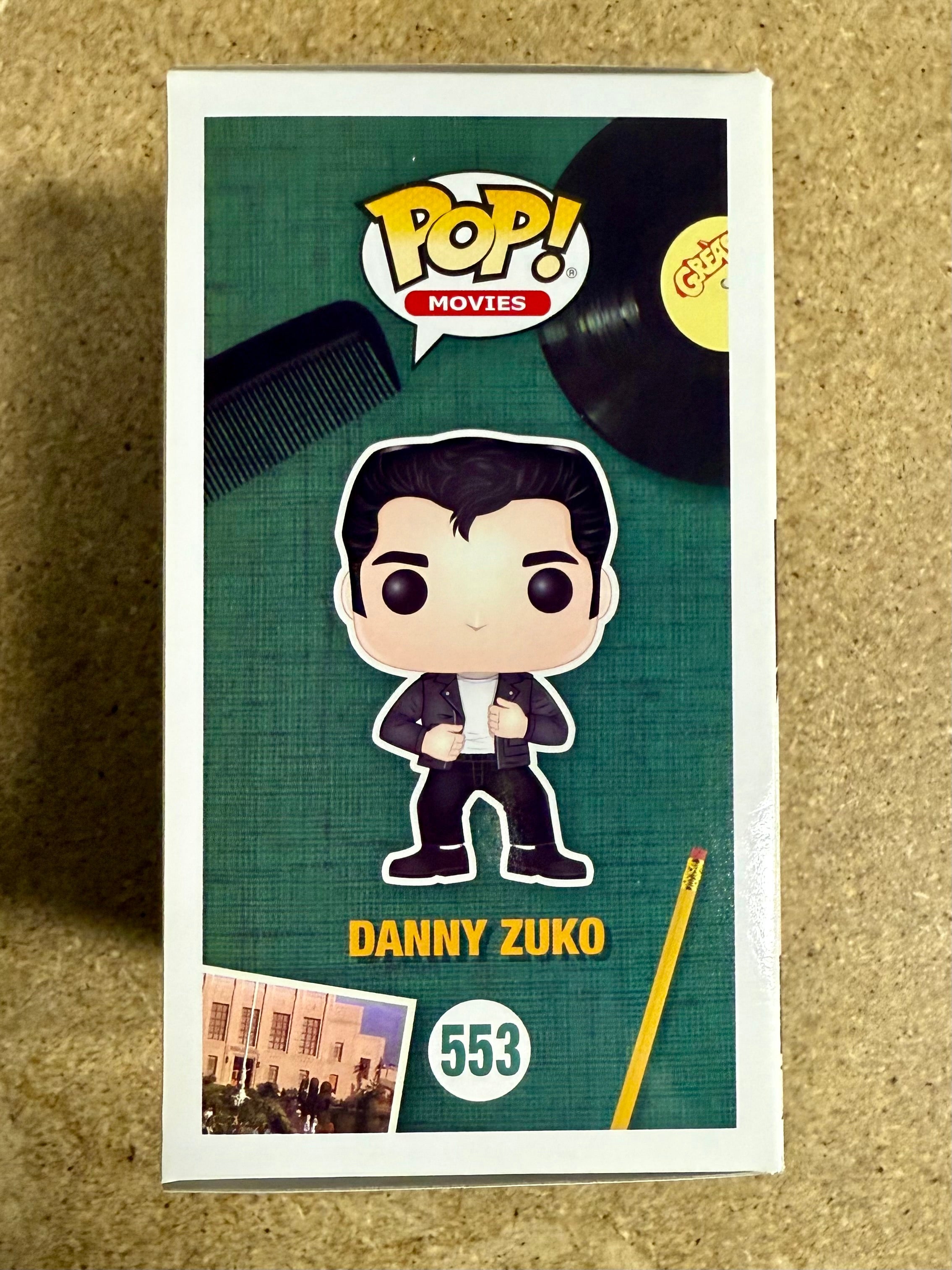 John Travolta Signed Danny Zuko Grease Vaulted Funko Pop! #553 With JSA COA