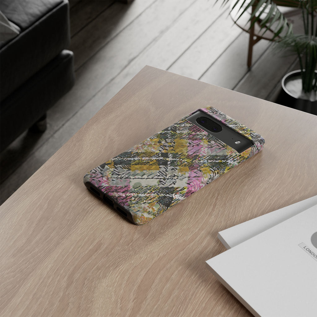 Purple Plaid Floral Artistic Tough Phone Case