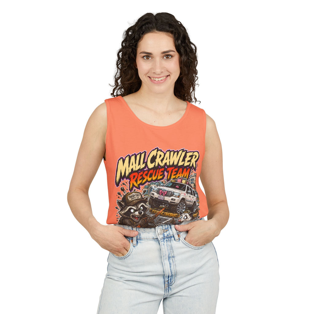 Mall Crawler Rescue Team Tank Top – Funny Raccoon Off-Road Graphic Tank