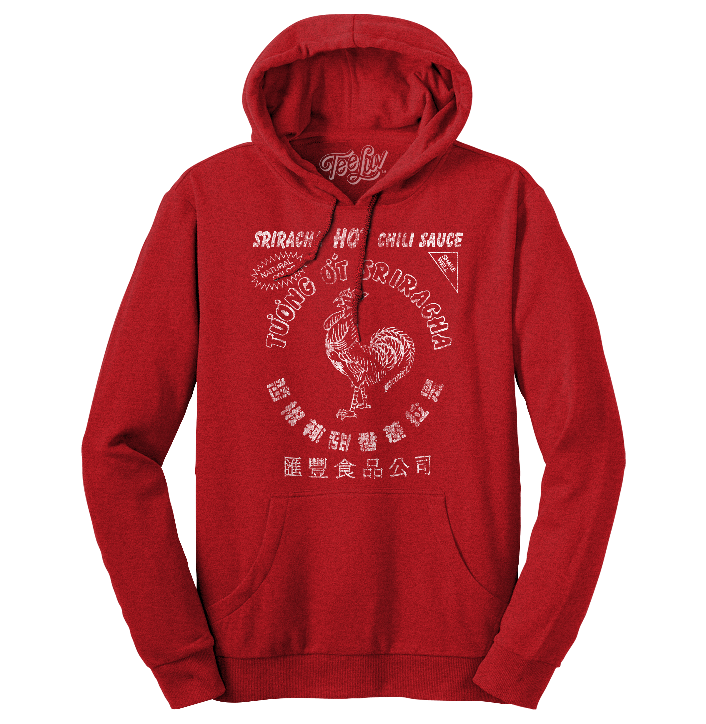 Sriracha Hot Chili Sauce Rooster Logo Hooded Sweatshirt - Red