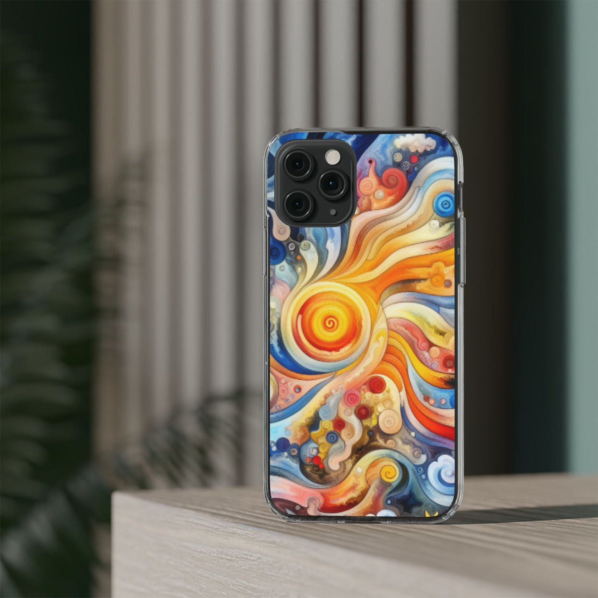 Colorful Abstract Swirl Clear Phone Case