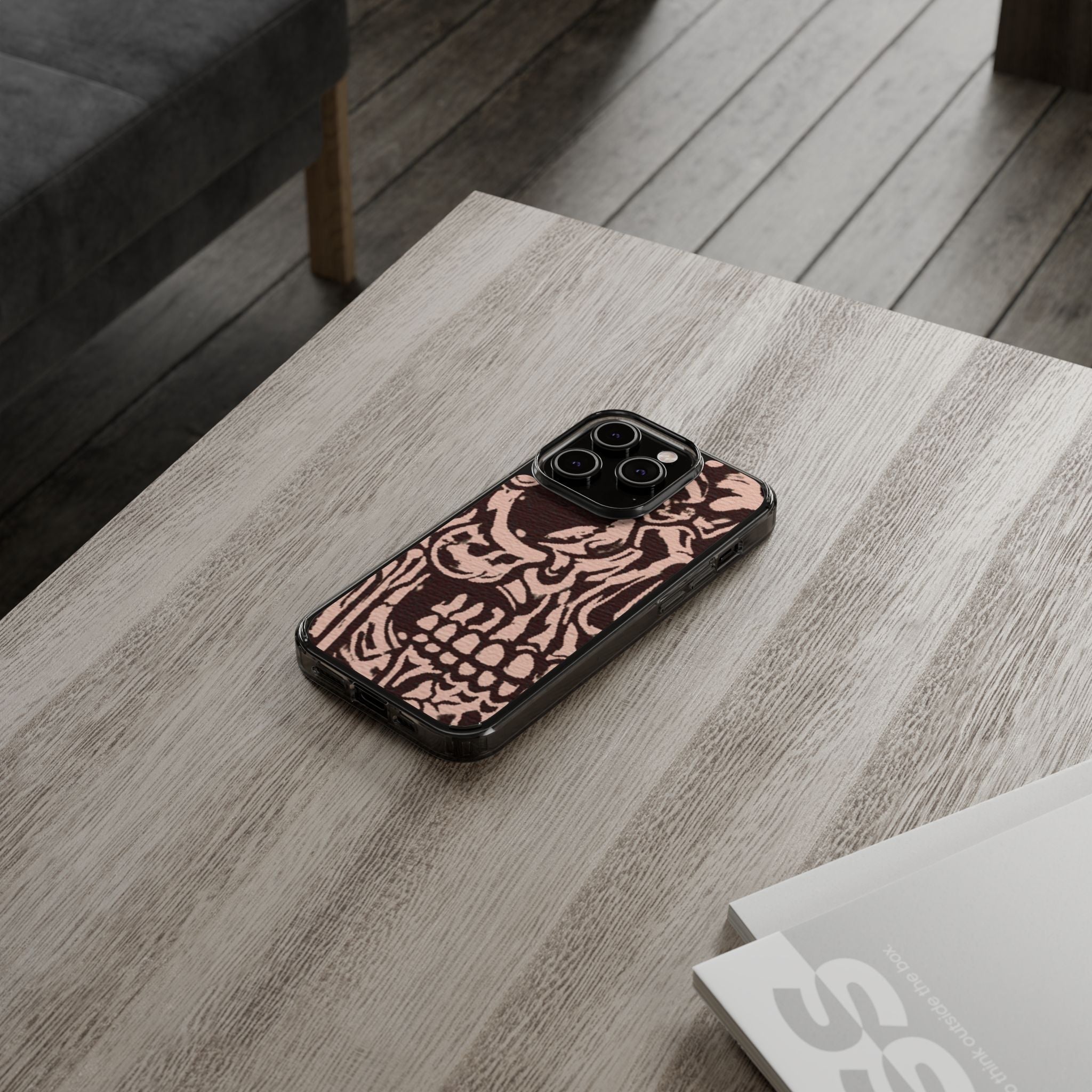 Gothic Abstract Skull Clear Phone Case